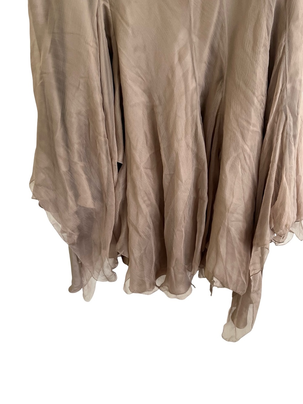 Linda Loudermilk Tan 100% Silk Fairy Chiffon Skirt NWT Small - Picture 5 of 9